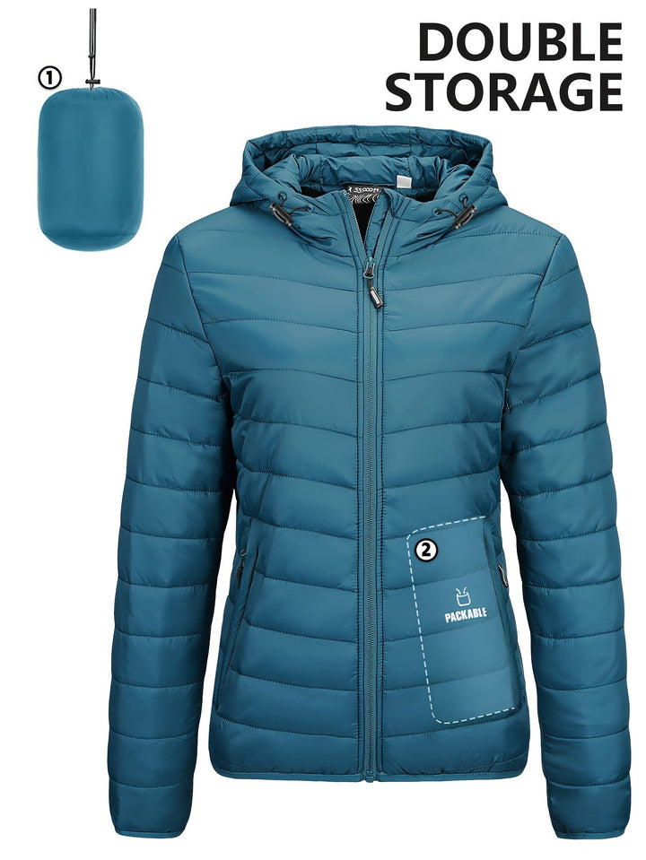 Lightweight Packable Women's Windbreaker with Hood - Aria-Sky Blue-XS-State of Style