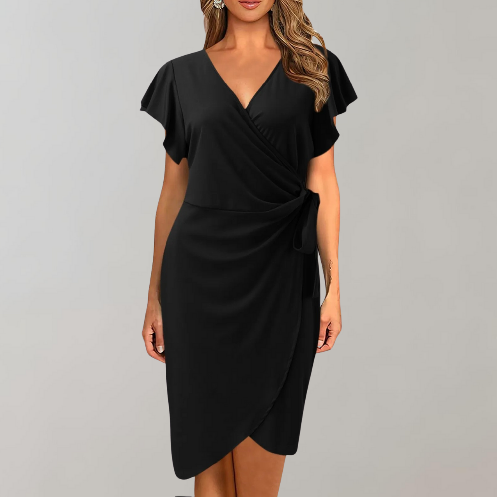 Lightweight Summer Dress with Short Sleeves - Sofia-Black-S-State of Style