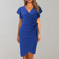 Lightweight Summer Dress with Short Sleeves - Sofia-Blue-S-State of Style