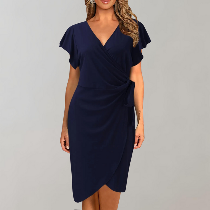 Lightweight Summer Dress with Short Sleeves - Sofia-Dark blue-S-State of Style