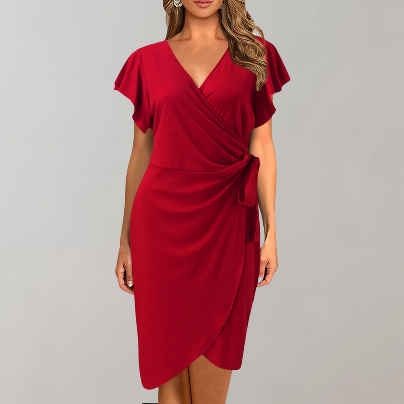 Lightweight Summer Dress with Short Sleeves - Sofia-Red-S-State of Style