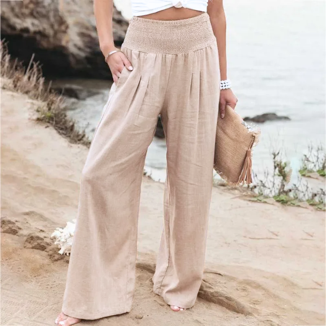 Lightweight Summer Trousers - Solana-Apricot-S-State of Style