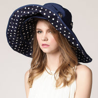 Lightweight, sun-resistant women's beach hat with a wide brim – Cleofa-Blue-State of Style