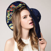 Lightweight, sun-resistant women's beach hat with a wide brim – Cleofa-Navy blue-State of Style