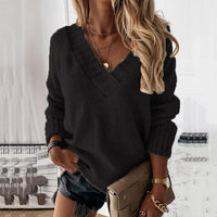 Lightweight V-neck Knitted Sweater - Isabelle-Black-S-State of Style