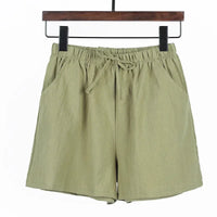 Lightweight Women’s Linen Shorts with High Waist and Sporty Fit – Fenja-Apple green-S-State of Style