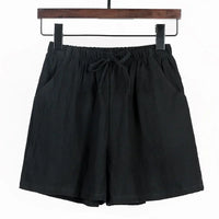 Lightweight Women’s Linen Shorts with High Waist and Sporty Fit – Fenja-Black-S-State of Style