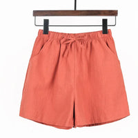 Lightweight Women’s Linen Shorts with High Waist and Sporty Fit – Fenja-Brick red-S-State of Style
