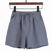 Lightweight Women’s Linen Shorts with High Waist and Sporty Fit – Fenja-Dark grey-S-State of Style