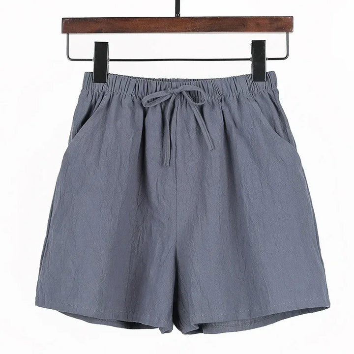 Lightweight Women’s Linen Shorts with High Waist and Sporty Fit – Fenja-Dark grey-S-State of Style