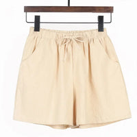 Lightweight Women’s Linen Shorts with High Waist and Sporty Fit – Fenja-Khaki-S-State of Style