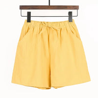 Lightweight Women’s Linen Shorts with High Waist and Sporty Fit – Fenja-Yellow-S-State of Style