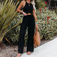 Lightweight women's linen trousers with wide leg – Liv-Black-S-State of Style