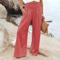Lightweight women's linen trousers with wide leg – Liv-Dark pink-S-State of Style