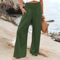 Lightweight women's linen trousers with wide leg – Liv-Green-S-State of Style