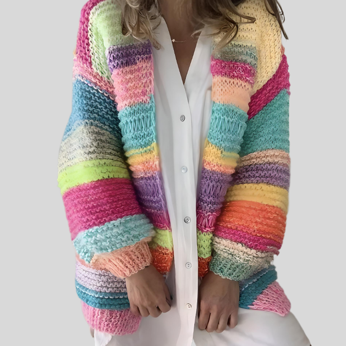 Lilian – Multicoloured Knitted Oversized Sweater-M-State of Style