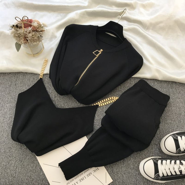 Lilysuit | Tracksuit for Women | Sporty Two-Piece Set-Black-State of Style