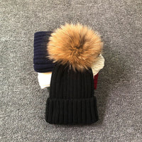 LimasHat | Knitted Women's Hat | Warm Winter Beanie-Black with fur-Children's size-State of Style