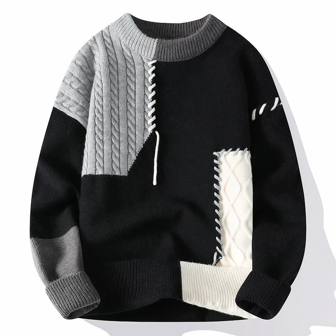 Limited Edition Patchwork Men's Jumper - Jasper-Black/Grey-XS-State of Style