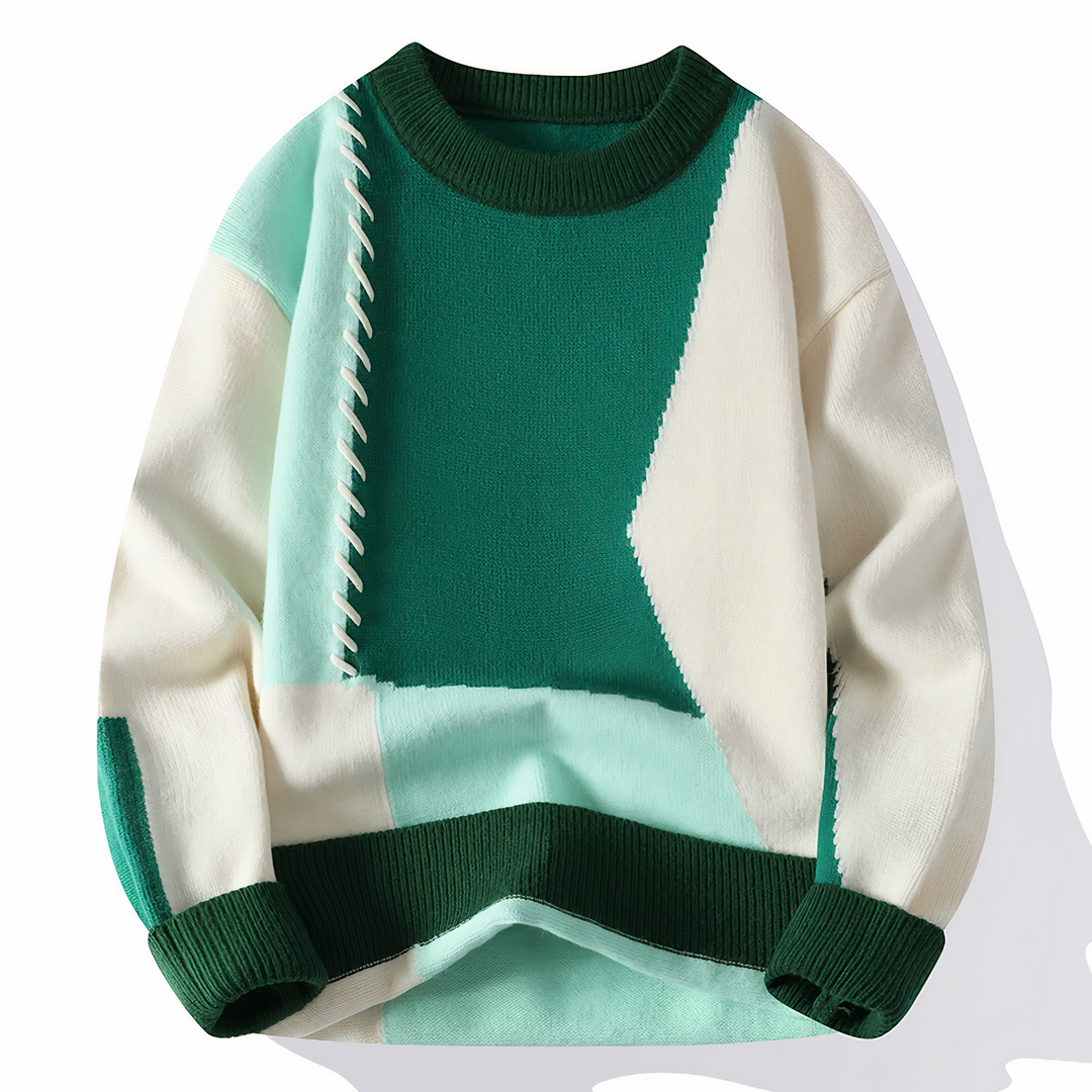 Limited Edition Patchwork Men's Jumper - Jasper-White/Green-XS-State of Style