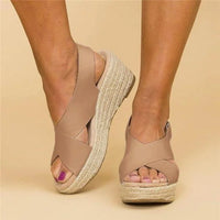 Lina - Orthopedische Taupe Sleehak Espadrilles-Zwart-35-State of Style