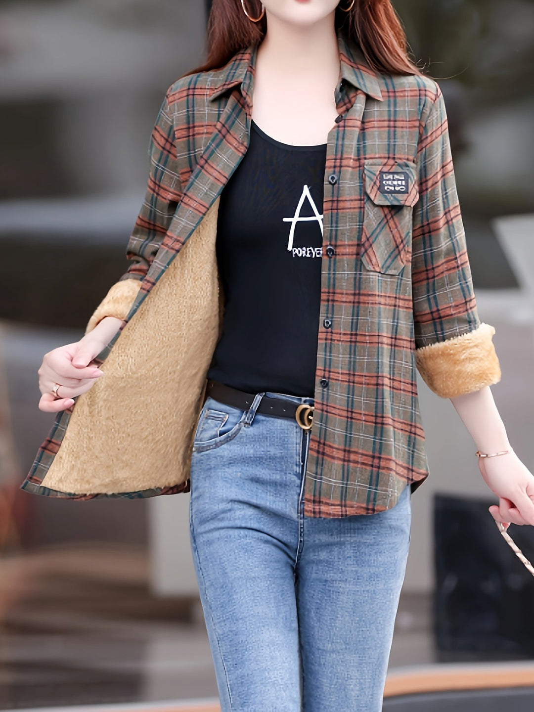 Lined Casual Ladies’ Blouse - Nora-Army Green-XS-State of Style