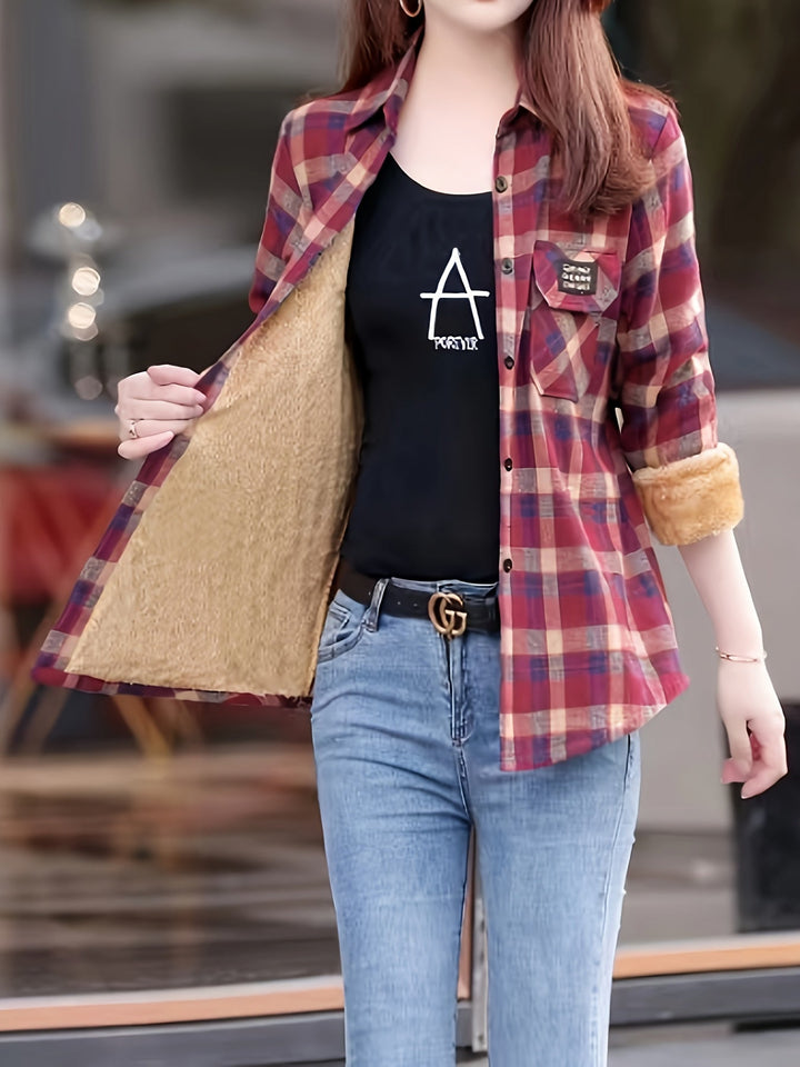 Lined Casual Ladies’ Blouse - Nora-Dark Red-XS-State of Style