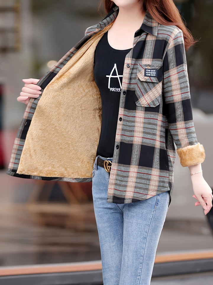 Lined Casual Ladies’ Blouse - Nora-Light Brown-XS-State of Style