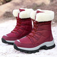 Lined Warm Women's Snow Boots - Eva-Wine Red-5-State of Style