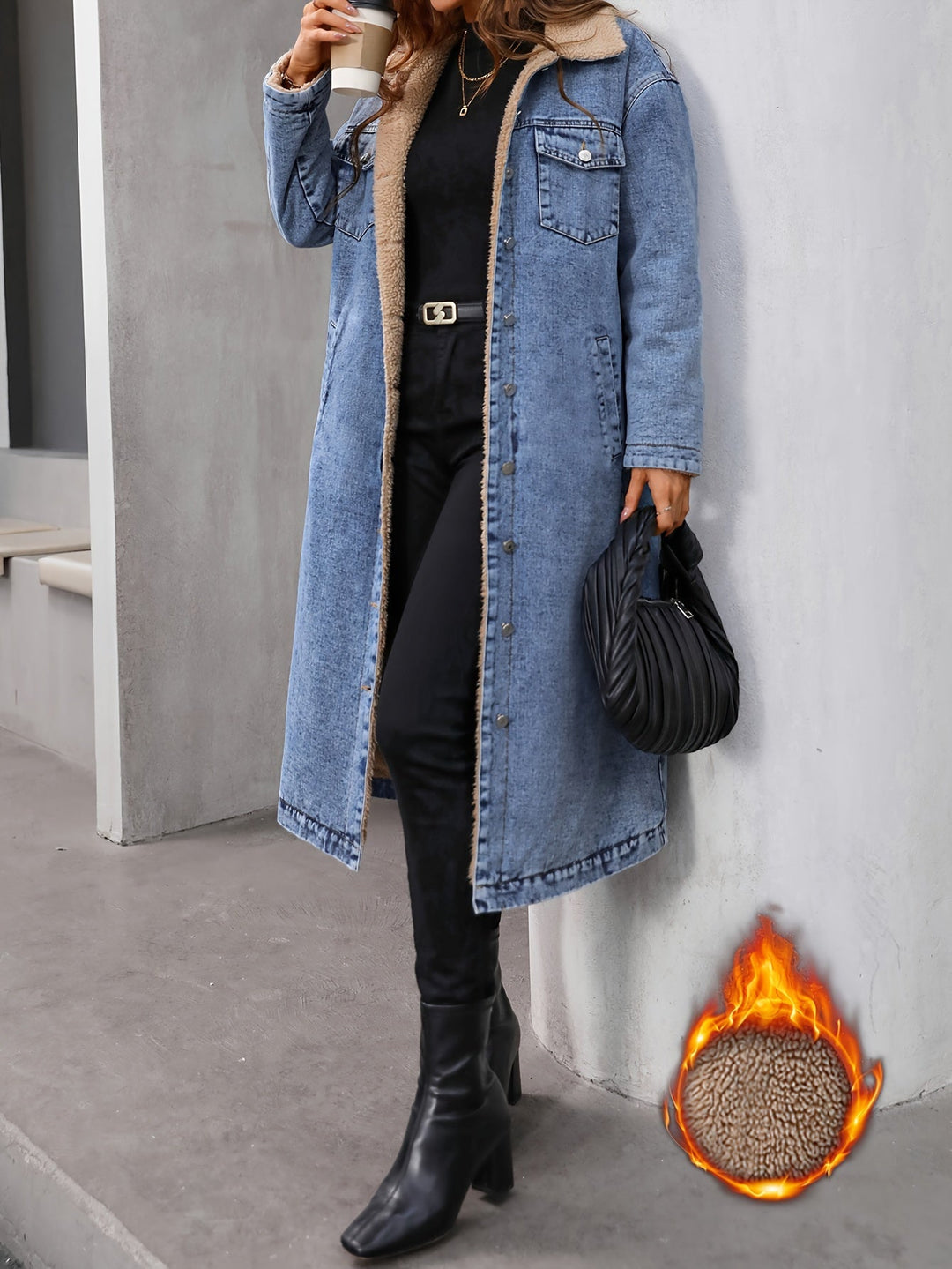 Lined Washed Blue Denim Jacket - Sofia-S-State of Style