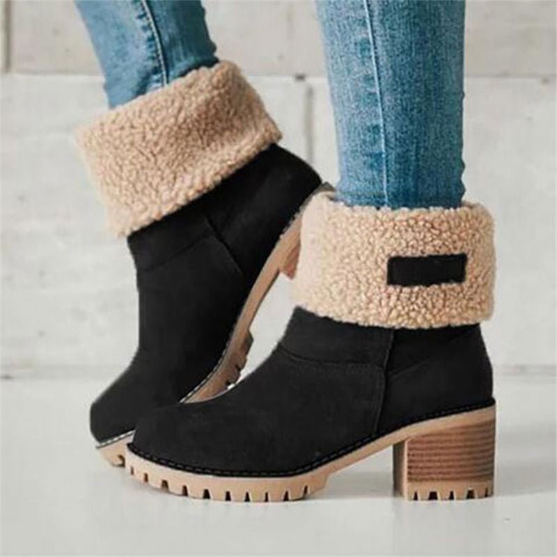 Lined Winter Boots with Heel - Sophia Winter Boots-Black-3.0-State of Style
