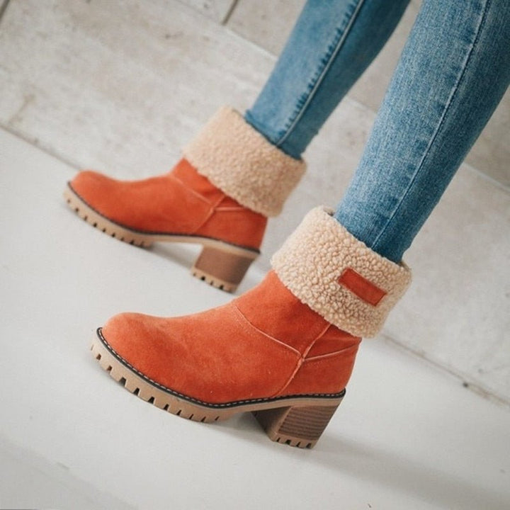 Lined Winter Boots with Heel - Sophia Winter Boots-Orange-3.0-State of Style