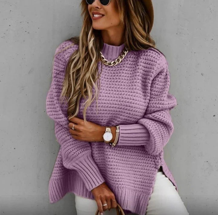 LinekkesShirt | Knitted Sweatshirt for Women | Cosy Casual Pullover-Purple-S-State of Style