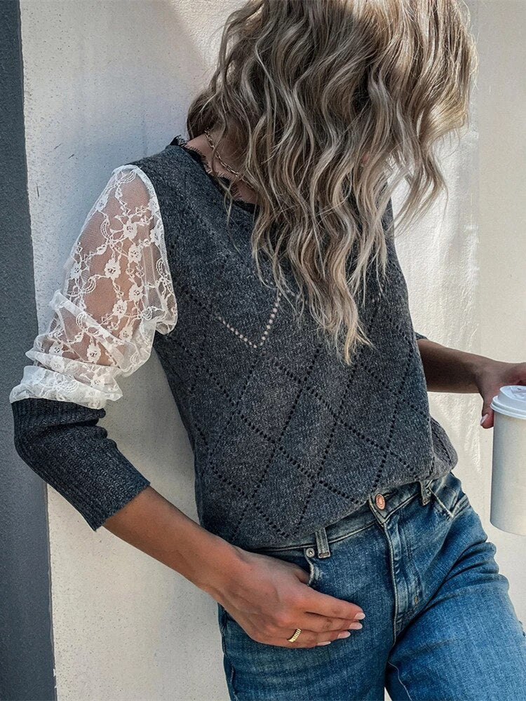 LinekkesShirt | V-Neck Sweater for Women | Stylish Knitwear-Dark Grey-S-State of Style