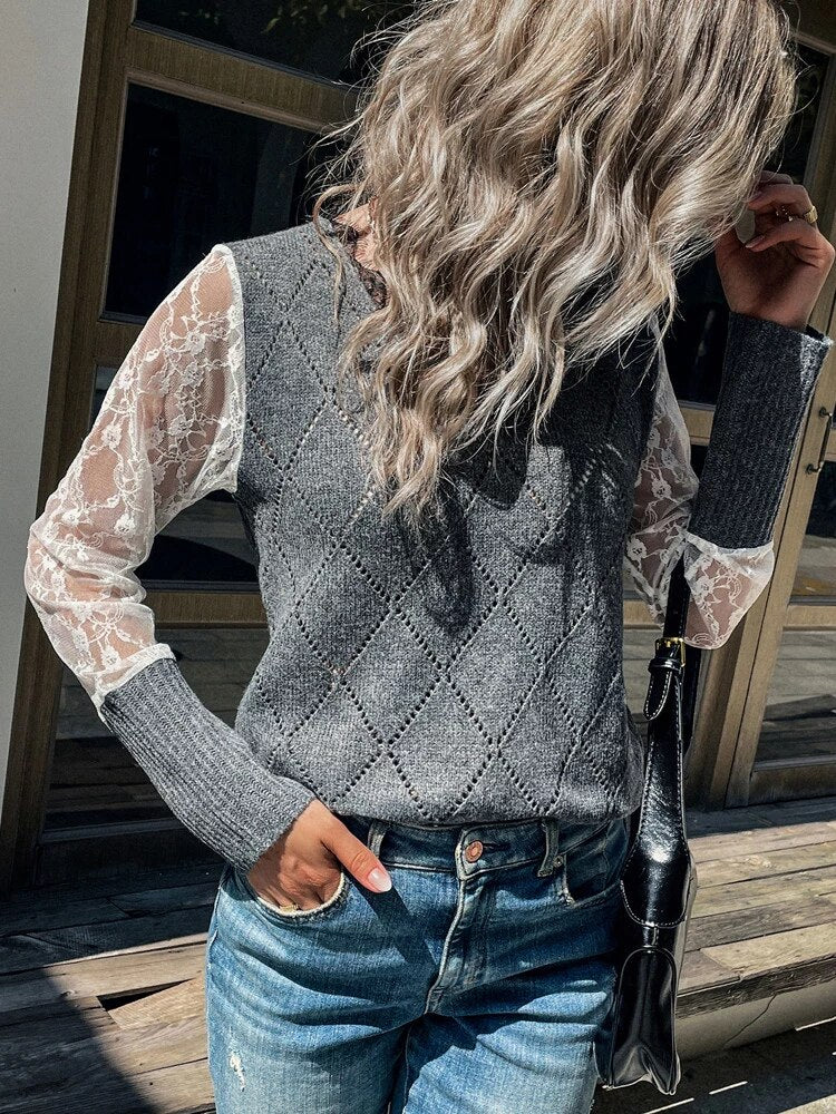 LinekkesShirt | V-Neck Sweater for Women | Stylish Knitwear-Dark Grey-S-State of Style