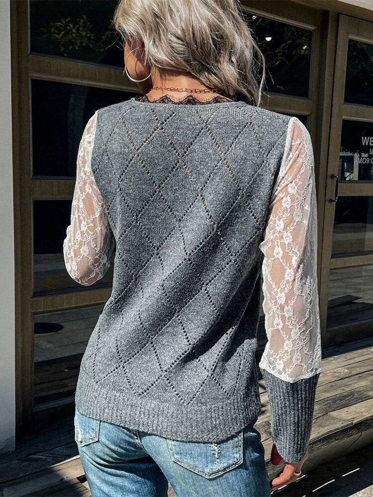 LinekkesShirt | V-Neck Sweater for Women | Stylish Knitwear-Dark Grey-S-State of Style