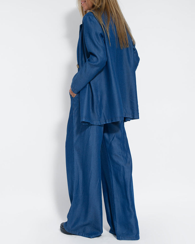 Linen 2-Piece Set with Wide Trousers and Jacket – Alma-Black-S-State of Style