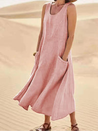 Linen Dress with Pockets - Lina-Pink-S-State of Style