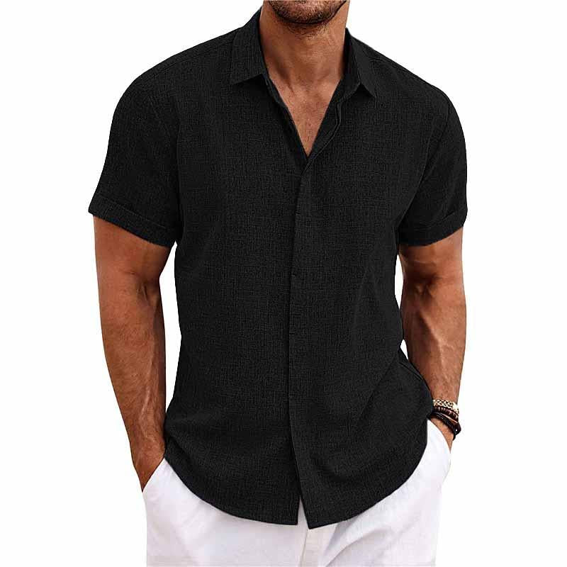 Linen Men's Shirt with Retro Look - Vintaro-Black-S-State of Style