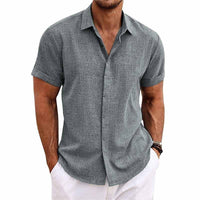 Linen Men's Shirt with Retro Look - Vintaro-Gray-S-State of Style