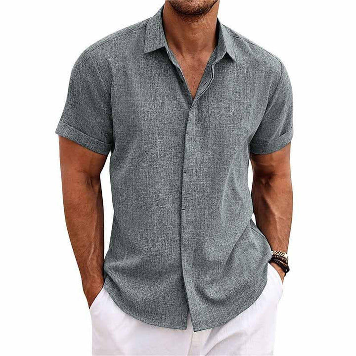 Linen Men's Shirt with Retro Look - Vintaro-Gray-S-State of Style