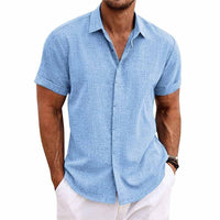 Linen Men's Shirt with Retro Look - Vintaro-Light blue-S-State of Style