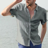 Linen Men's Short Sleeve Shirt – Matteo-Gray-S-State of Style