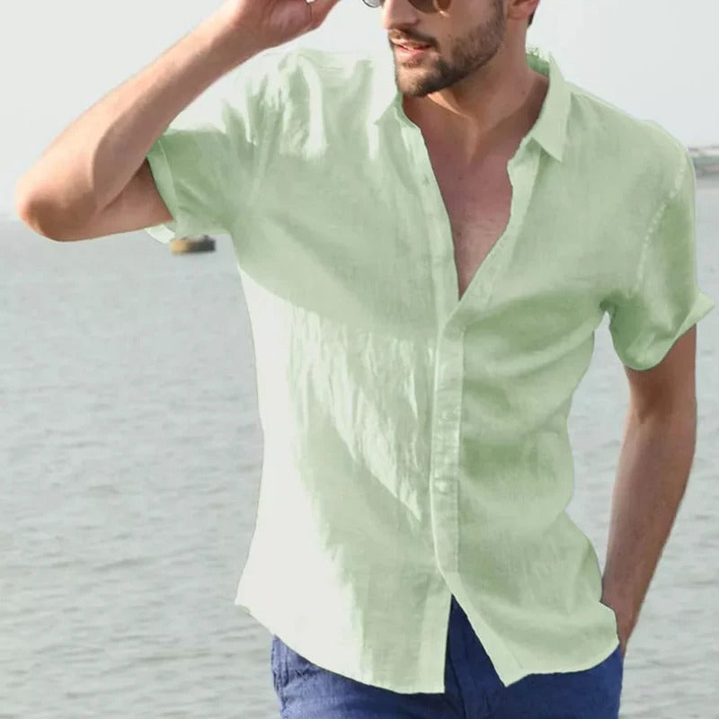 Linen Men's Short Sleeve Shirt – Matteo-Green-S-State of Style