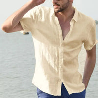 Linen Men's Short Sleeve Shirt – Matteo-Yellow-S-State of Style