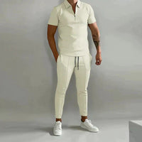 Linen shirt and trousers in men's set – Adrian-Beige-S-State of Style