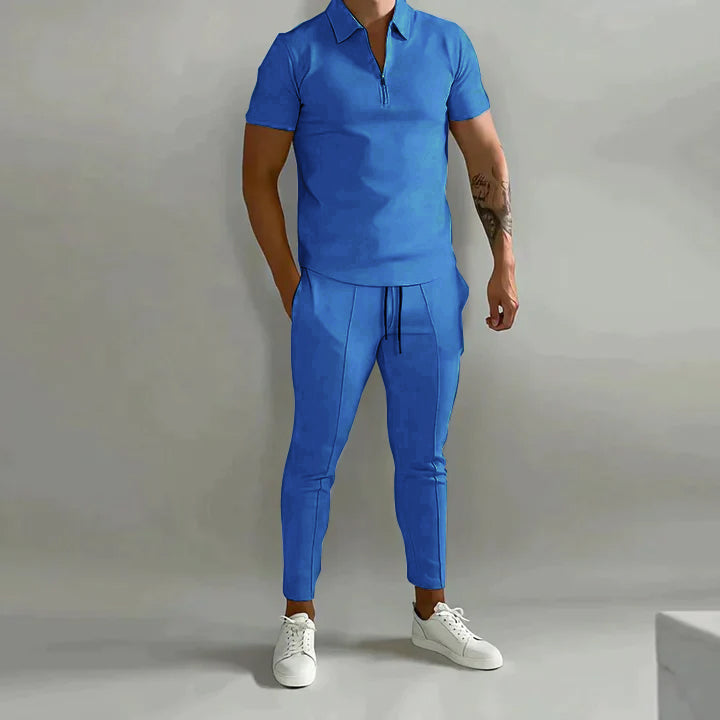 Linen shirt and trousers in men's set – Adrian-Blue-S-State of Style