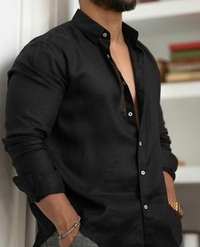 Linen Shirt - Arlo-Black-S-State of Style