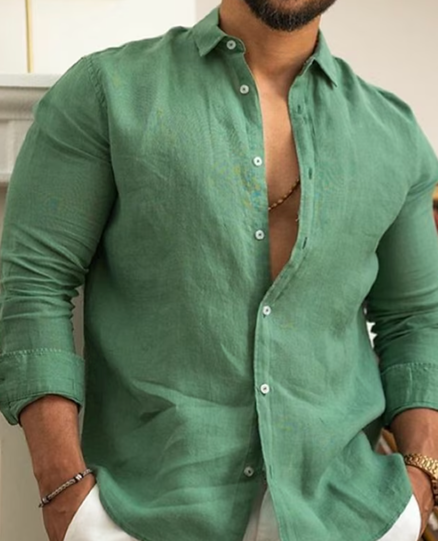 Linen Shirt - Arlo-Green-S-State of Style