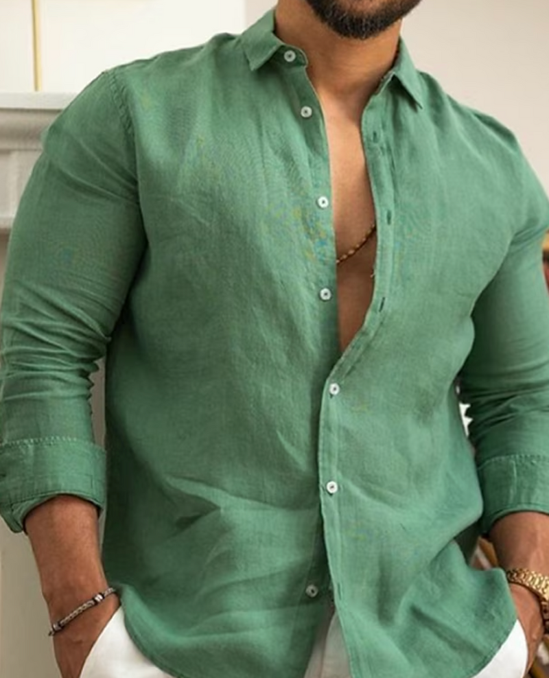Linen Shirt - Arlo-Green-S-State of Style